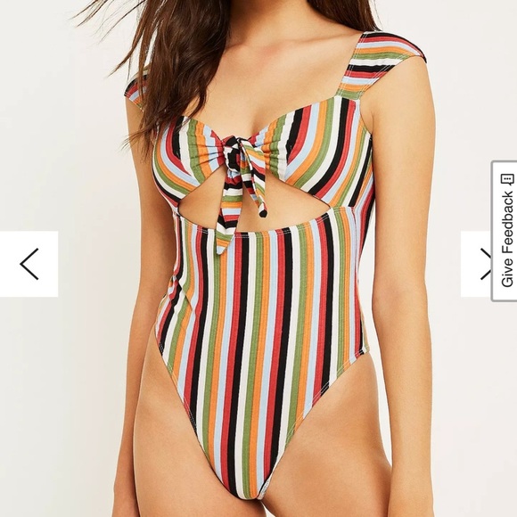 Out From Under Wanda by Urban Outfitters Tie-Front Striped Bodysuit - Picture 6 of 9